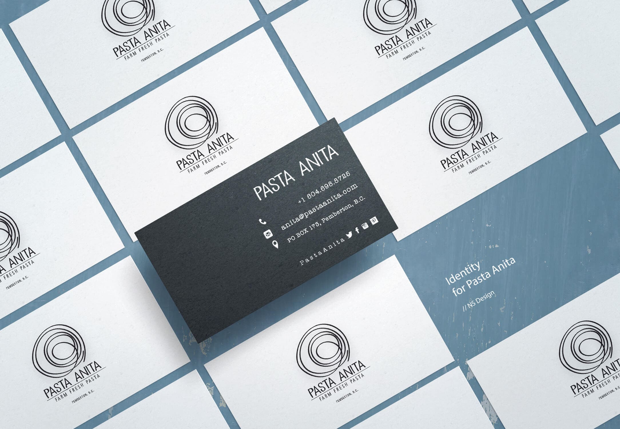 Pasta-Anita-Identity-Business-Cards Pasta Anita Identity Business Cards Viewed From Above