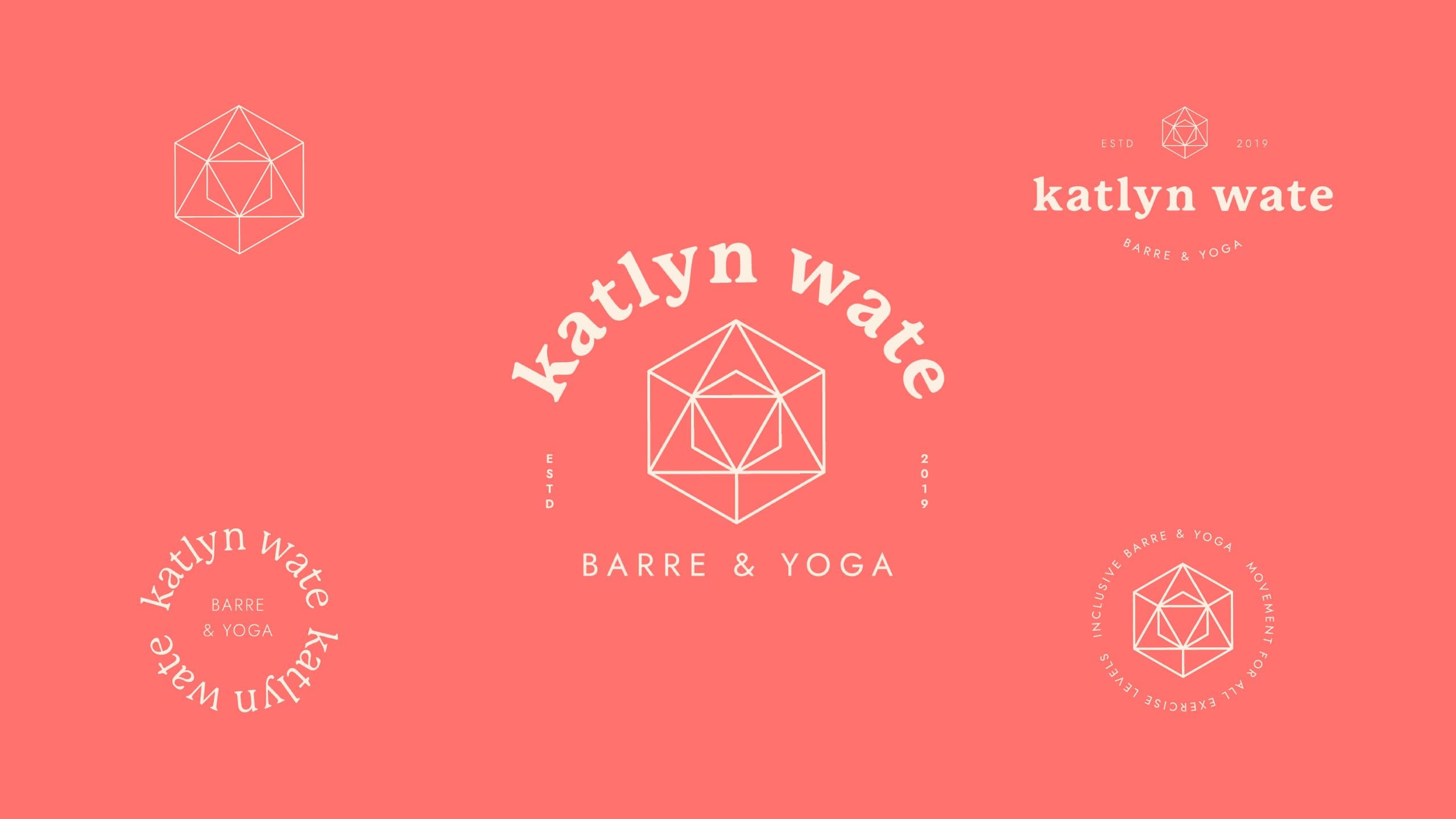 Primary and secondary logo, brandmark, and primary and secondary submarks for Katlyn Wate.