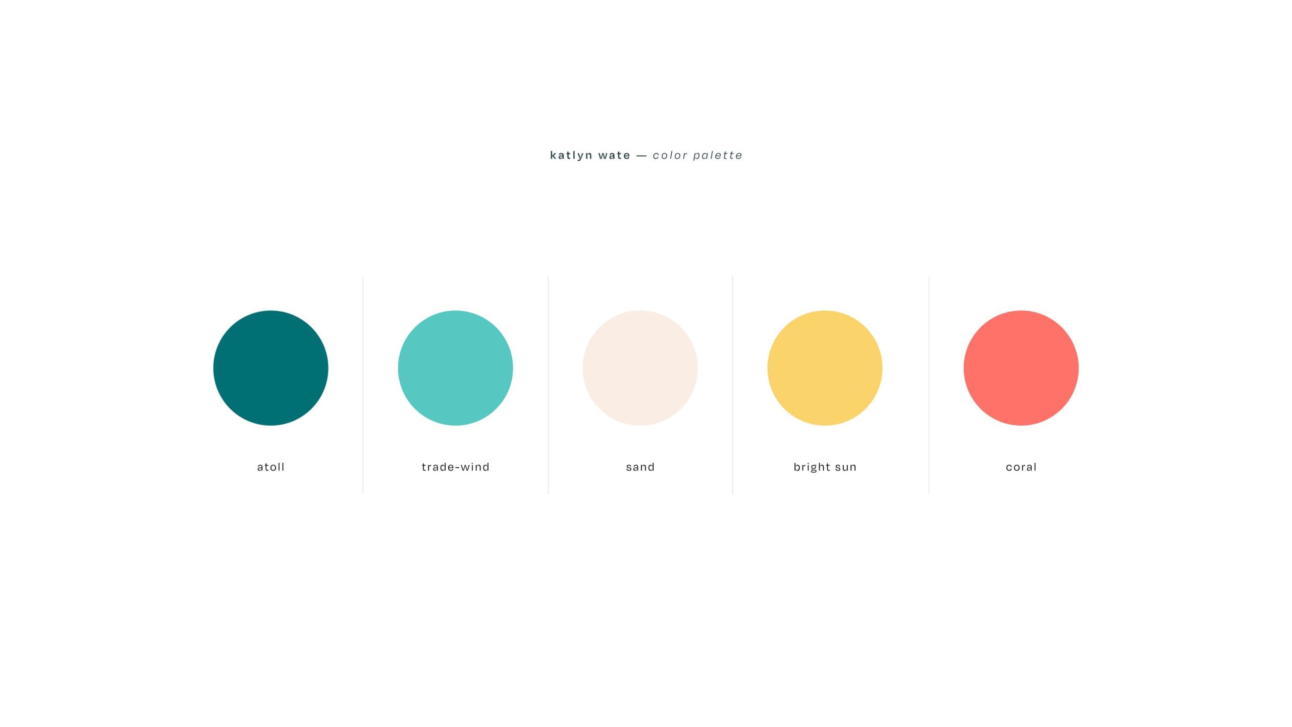Five circles filled in with the color palette for Katlyn Wate.