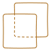 Two squares offset with the overlap showing a dotted line from the back square.